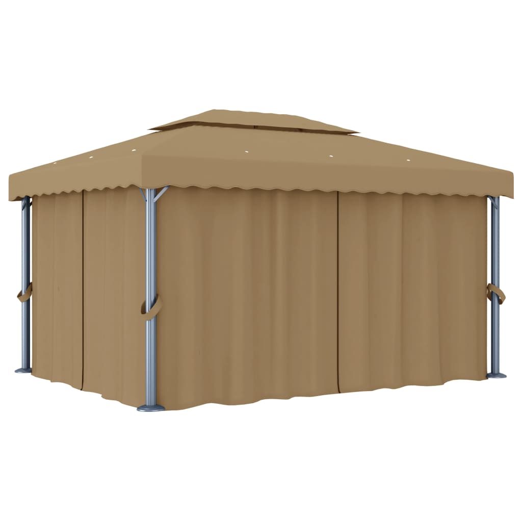foto del prodotto gazebo con tende 4x3 cm grigio talpa in alluminio cod mxl 46571