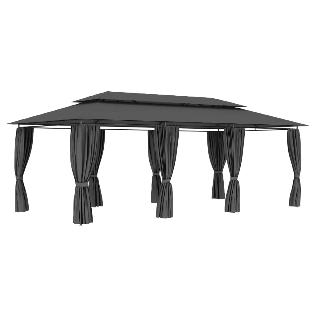 foto del prodotto gazebo con tende 600x298x270 cm antracite