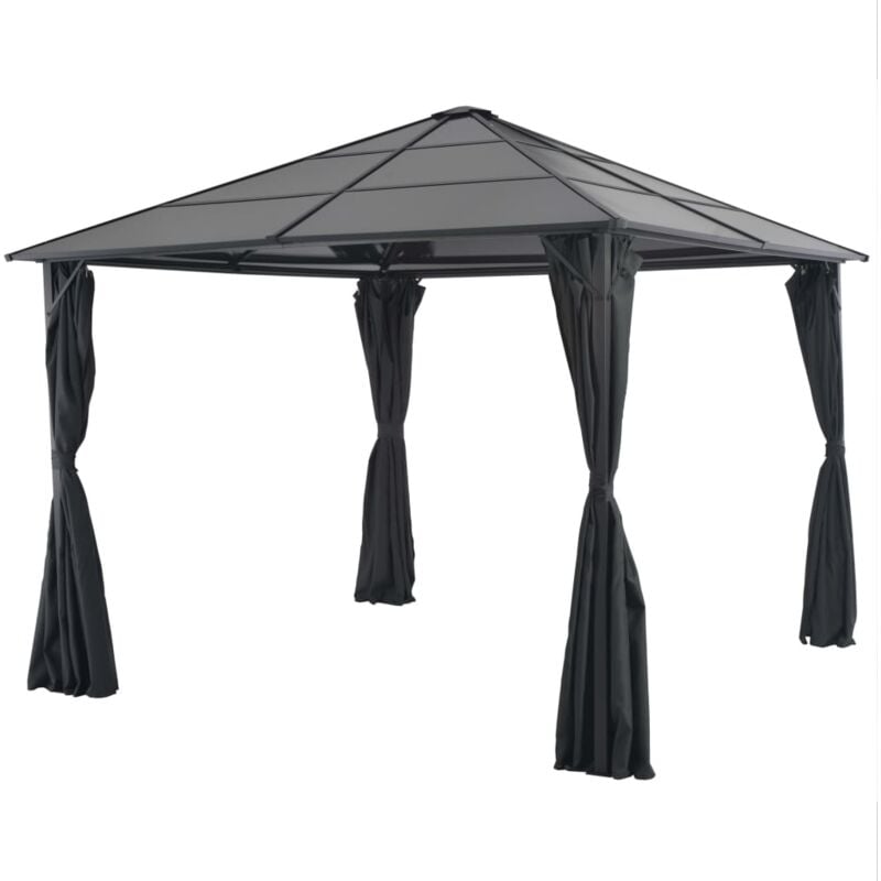 foto del prodotto gazebo con tende in alluminio 3x3 m nero