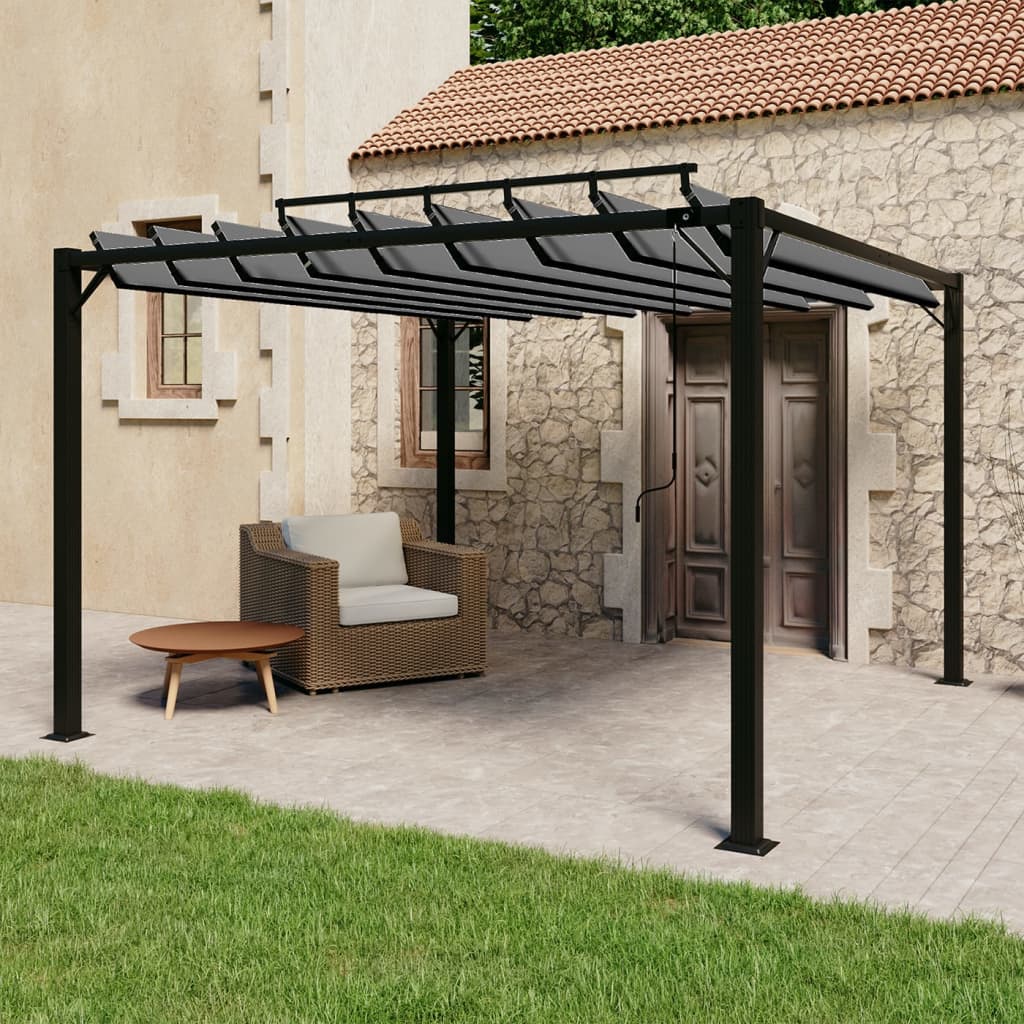 foto del prodotto gazebo con tetto a lamelle 3x3 m in tessuto antracite alluminiocod mxl 97255