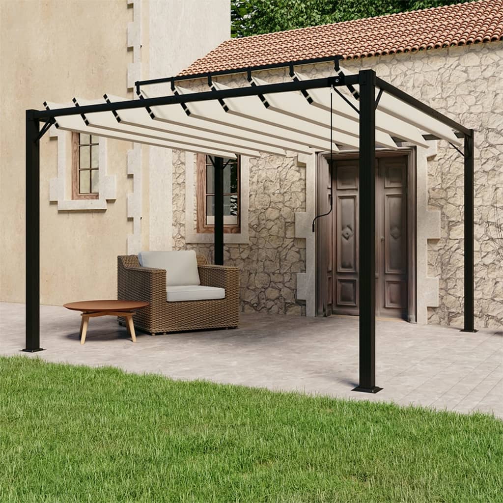 foto del prodotto gazebo con tetto a lamelle 3x3 m in tessuto crema e alluminiocod mxl 104140
