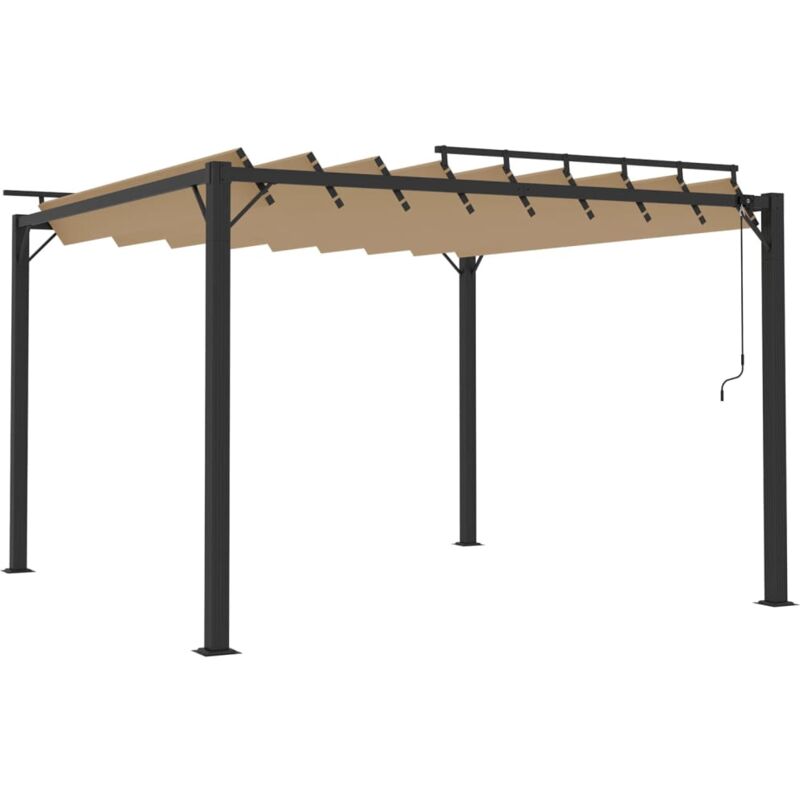 foto del prodotto gazebo con tetto a lamelle 3x3 m in tessuto tortora e alluminio vidaxl