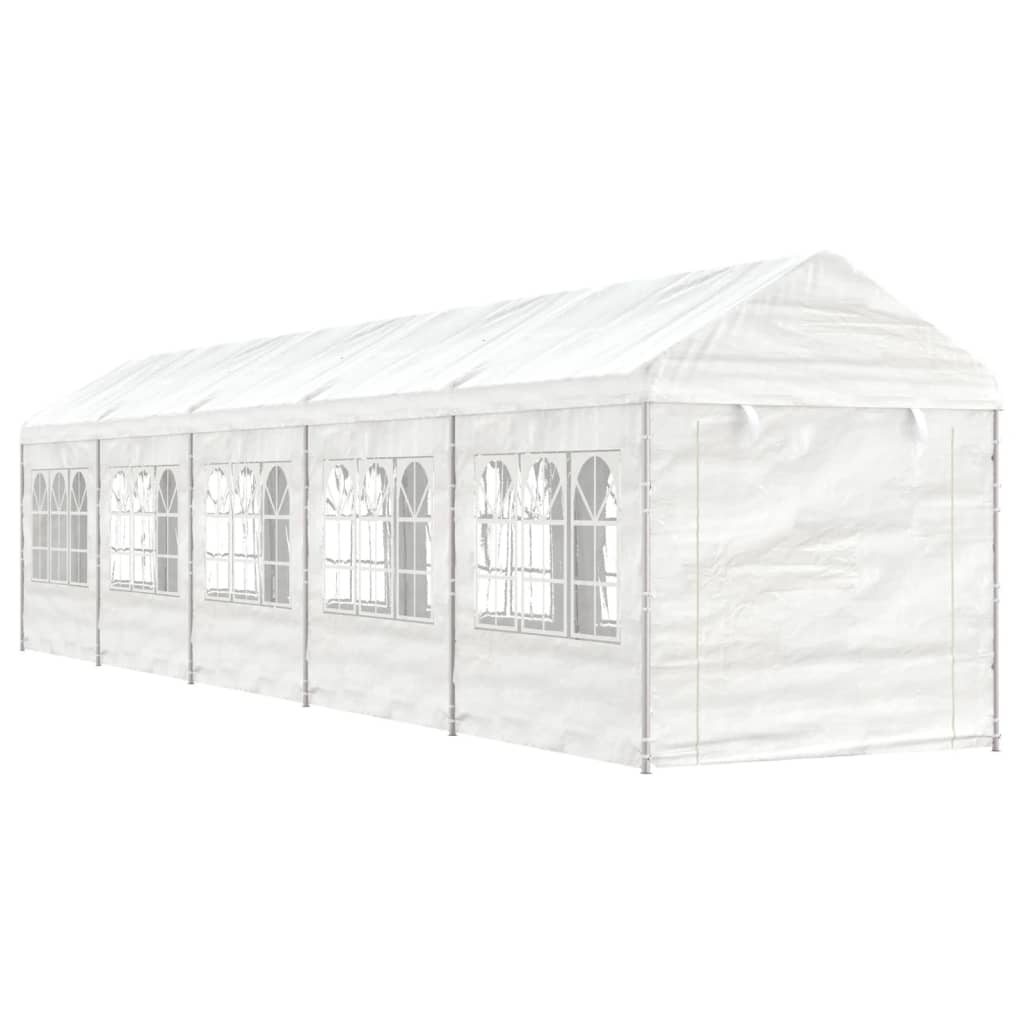 foto del prodotto gazebo con tetto bianco 11,15x2,28x2,69 m in polietilenecod mxl 124297