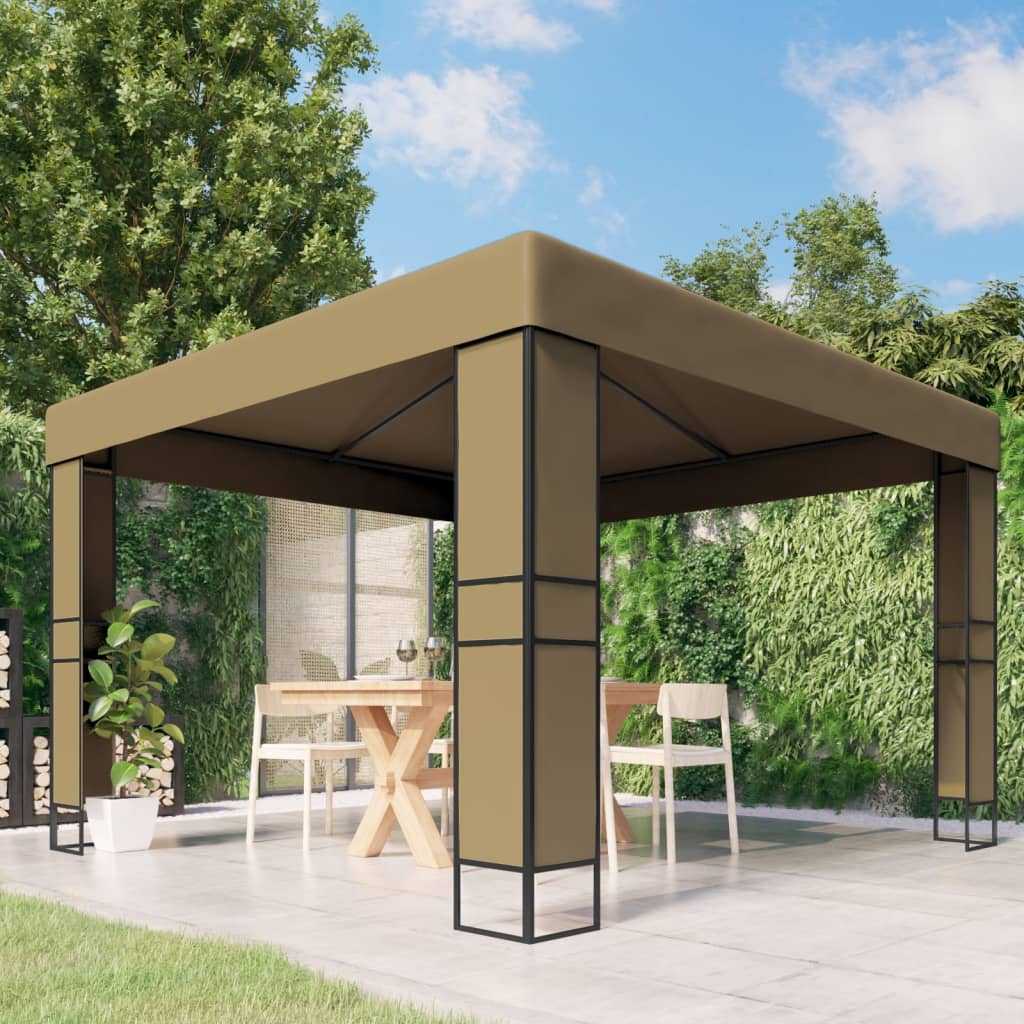 foto del prodotto gazebo con tetto doppio 3x3x2,7 m grigio talpa 180 g m