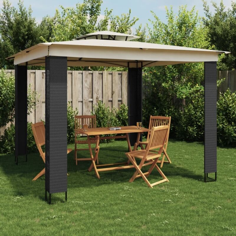 foto del prodotto gazebo con tetto doppio crema 2,94x2,94 m in acciaio vidaxl