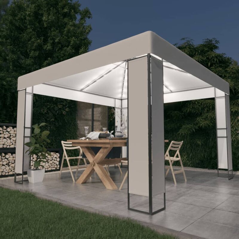 foto del prodotto gazebo con tetto doppio e stringa di luci led 3x3 m bianco vidaxl 275372
