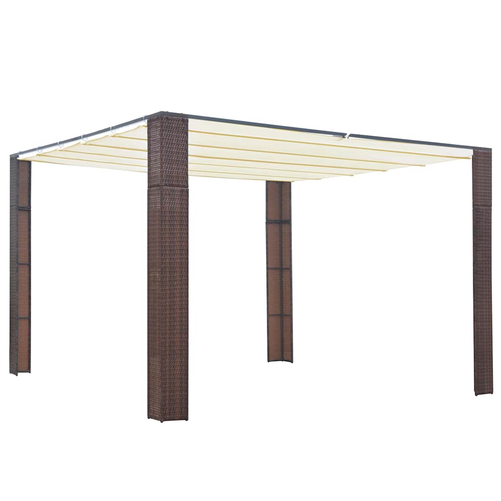 foto del prodotto gazebo con tetto in polyrattan 300x300x200cm marrone e crema