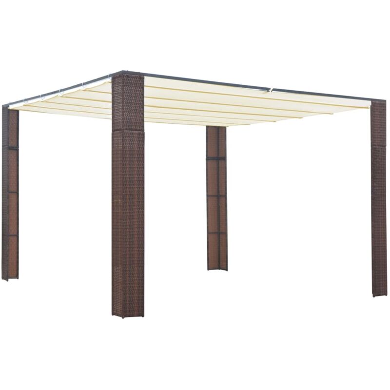foto del prodotto gazebo con tetto in polyrattan 300x300x200cm marrone e crema vidaxl 994331