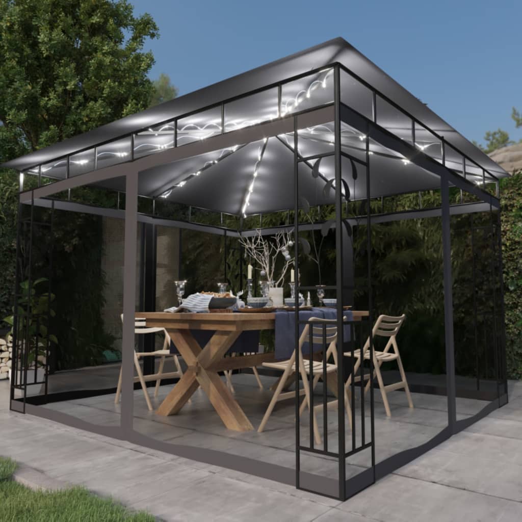 foto del prodotto gazebo con zanzariera e luci led 3x3x2,73 m antracite cod mxl 71569