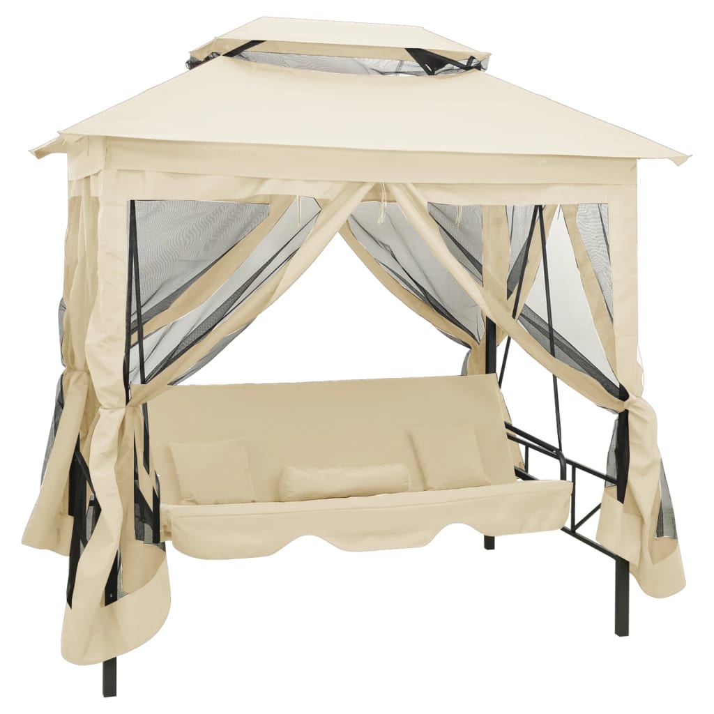 foto del prodotto gazebo convertibile panchina a dondolo bianco crema cod mxl 49567