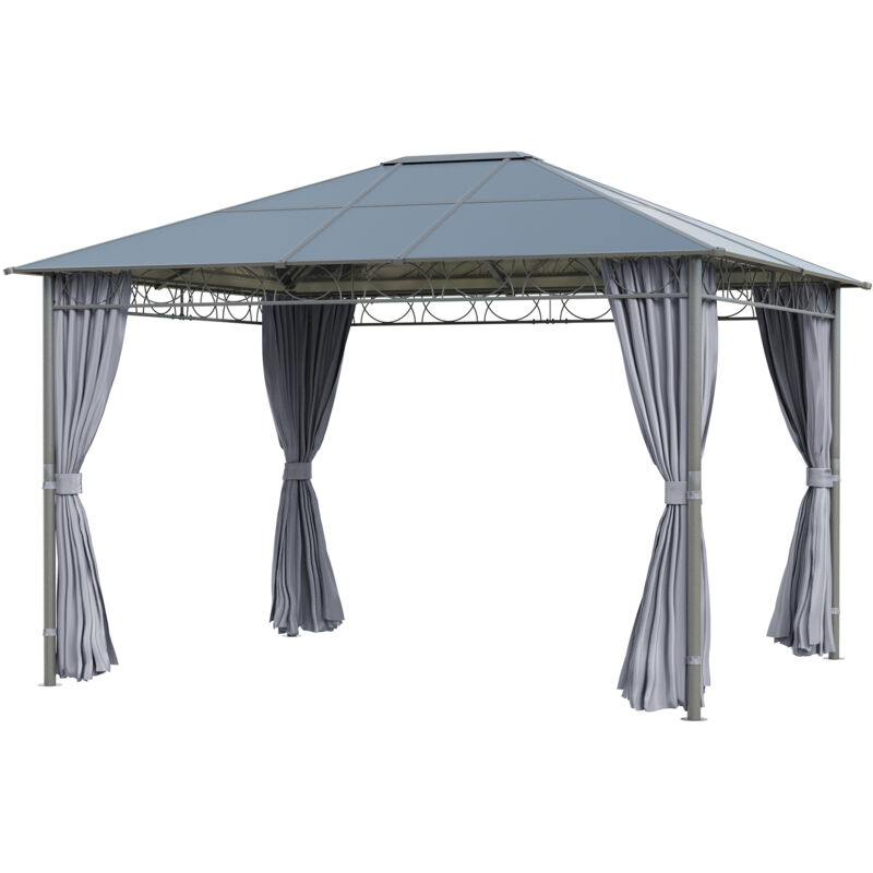 foto del prodotto gazebo da esterno 3.6x3m tetto policarbonato anti uv e acciaio grigio outsunny