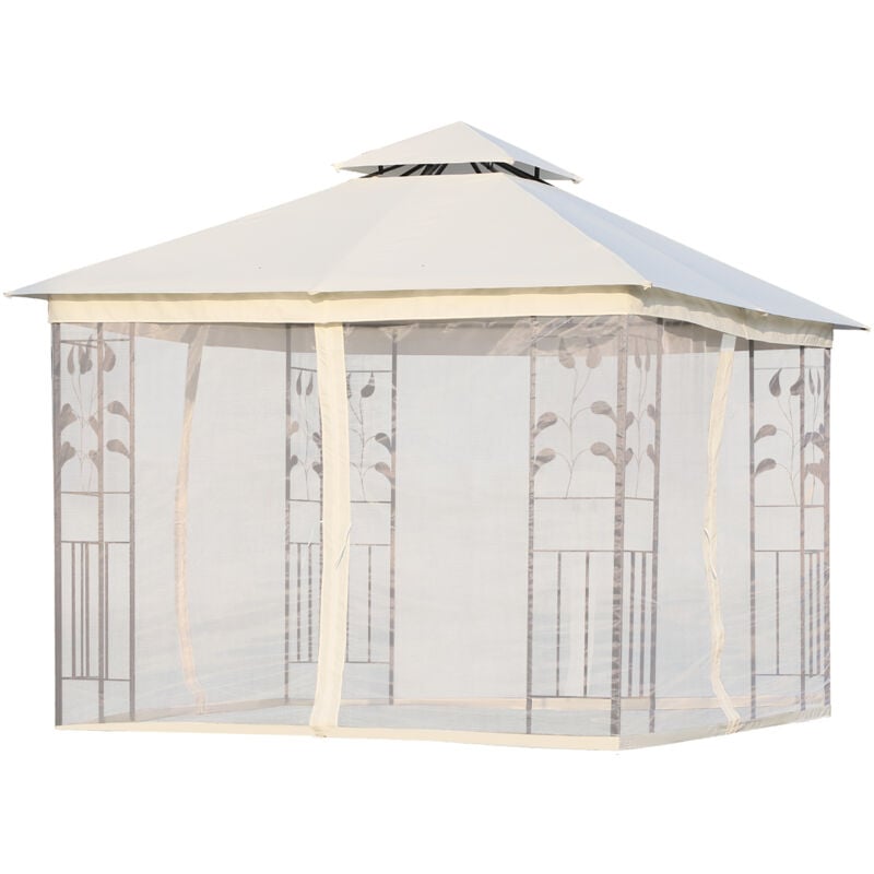 foto del prodotto gazebo da esterno 3x3m con zanzariera e telaio in acciaio outsunny