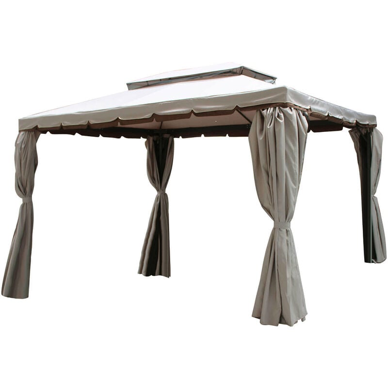 foto del prodotto gazebo da esterno 3x4 mt struttura in alluminio e telo in poliestere con zanzariera perimetrale scorrevole privacy plus