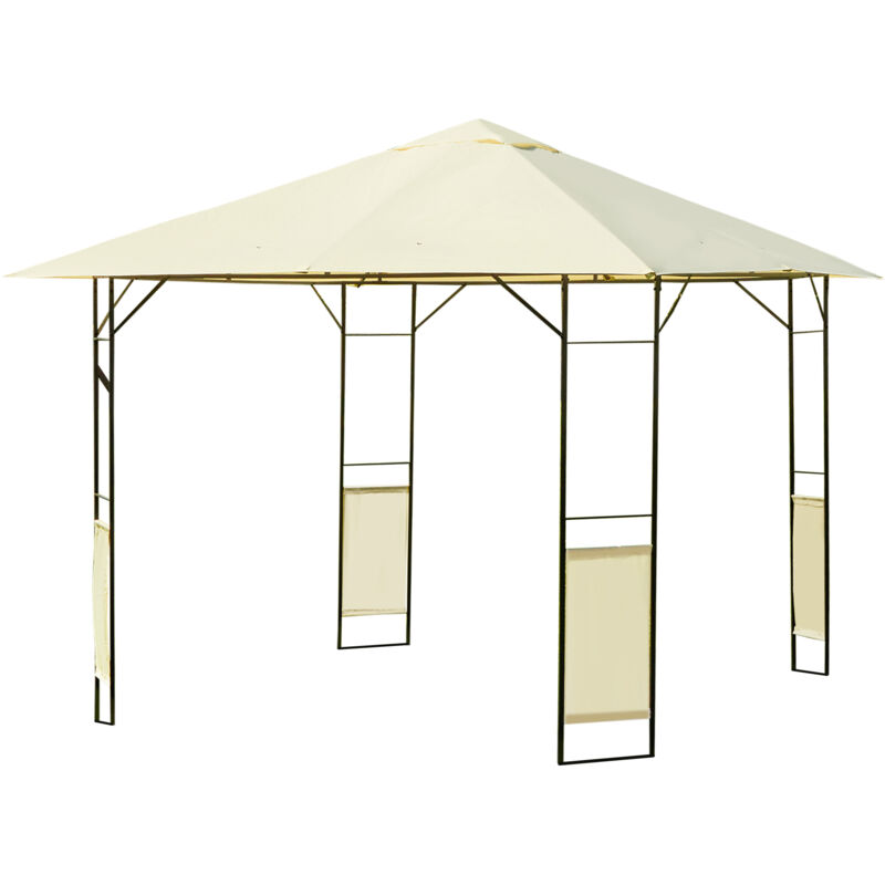 foto del prodotto gazebo da esterno in acciaio nero e crema con 4 viti outsunny