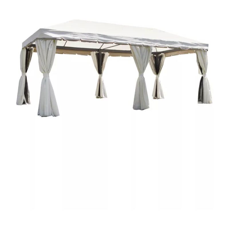 foto del prodotto gazebo da esterno rettangolare solaria nebraska in alluminio ecru 6x3 mt