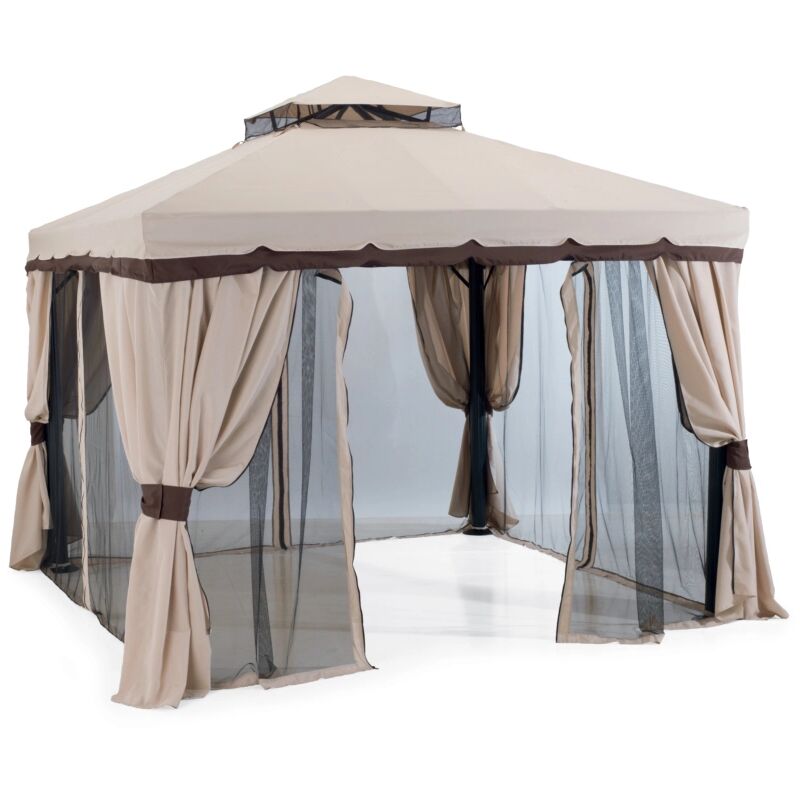 foto del prodotto gazebo da esterno roma in alluminio e poliestere colore ecru, 300x400x200 cm