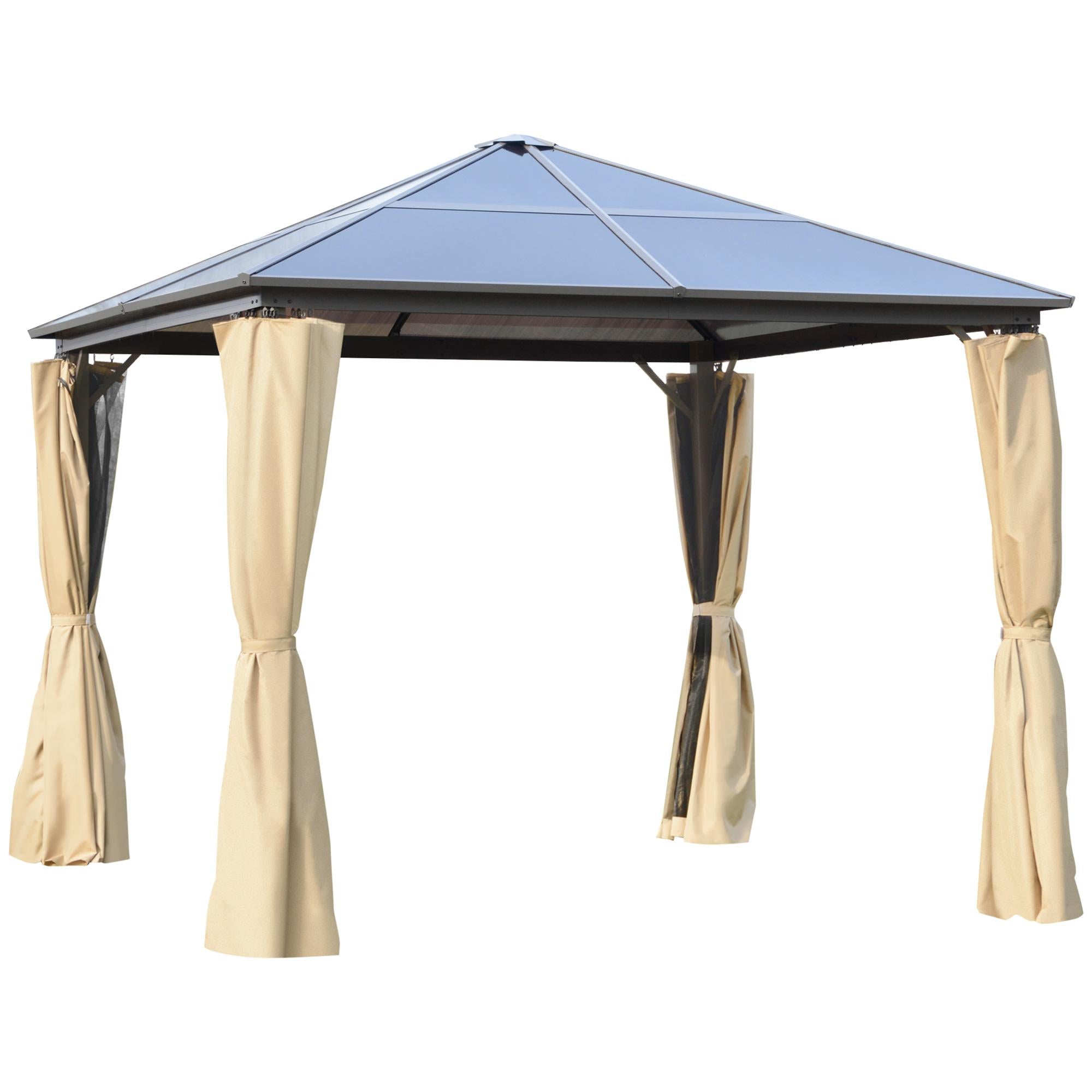 foto del prodotto gazebo da giardino 2,94x2,94m con zanzariere in policarbonato caff e khaki