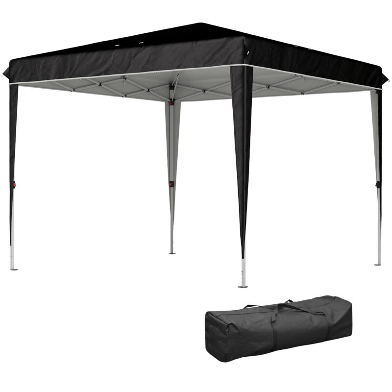 foto del prodotto gazebo da giardino 3x3m ad altezza regolabile in metallo e tessuto nero outsunny