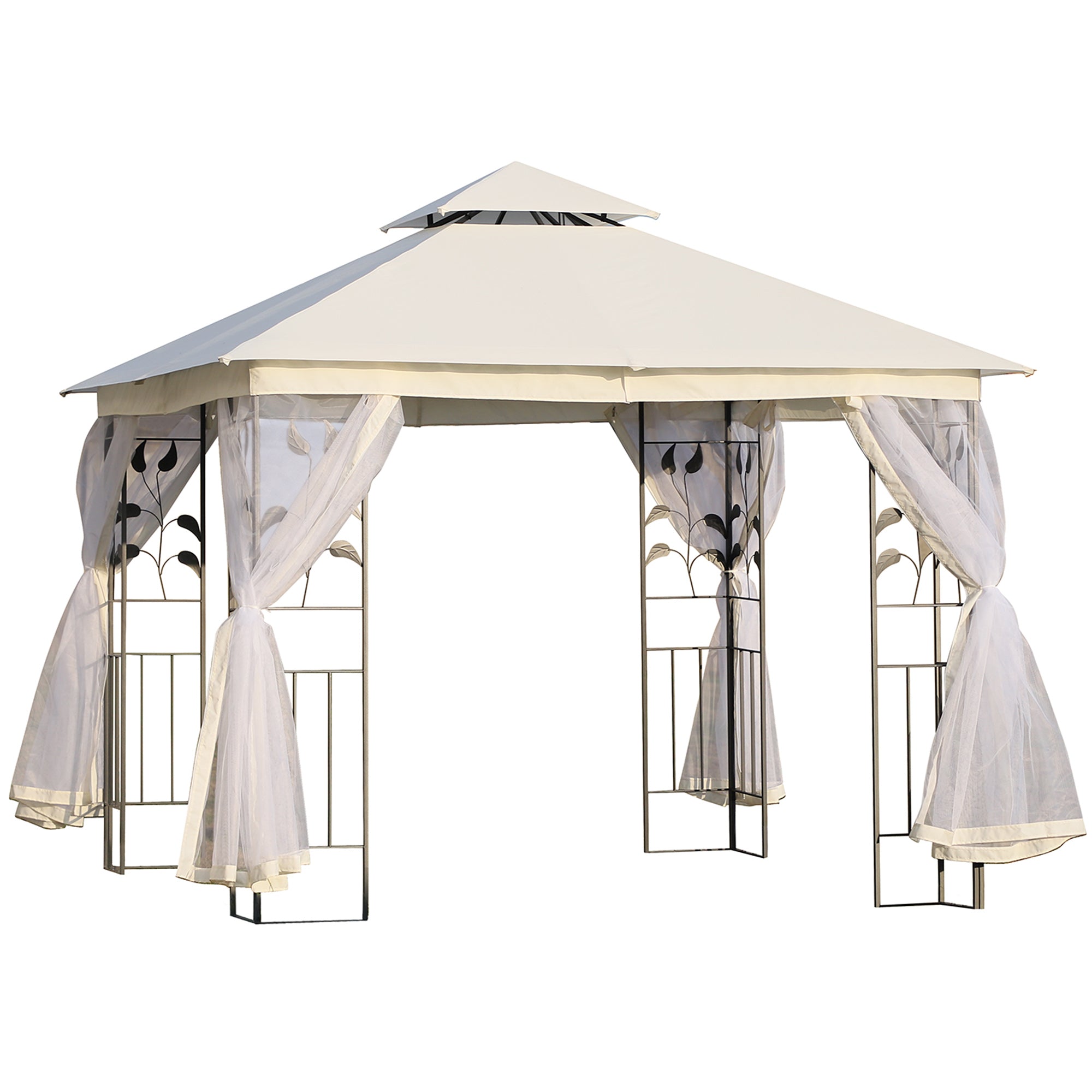 foto del prodotto gazebo da giardino 3x3m con zanzariera in acciaio e poliestere bianco