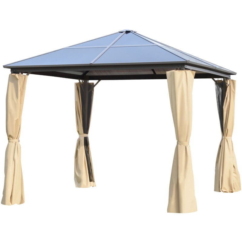 foto del prodotto gazebo da giardino 3x3m,tetto in policarbonato e zanzariere outsunny