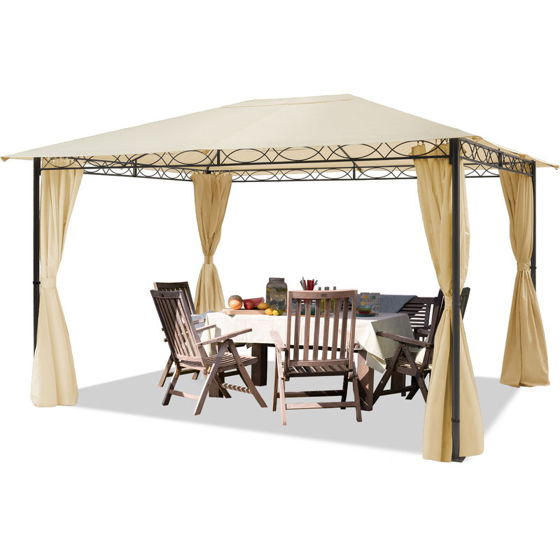 foto del prodotto gazebo da giardino 3x4 m 100 impermeabile con 4 teli laterali ca. 180g m telo del tetto color crema