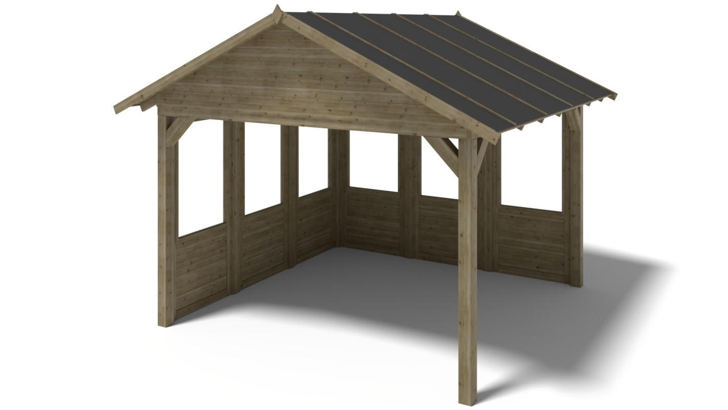 foto del prodotto gazebo da giardino in legno pergola 4,04x4,04 m con pannelli impregnata alt126 altanka