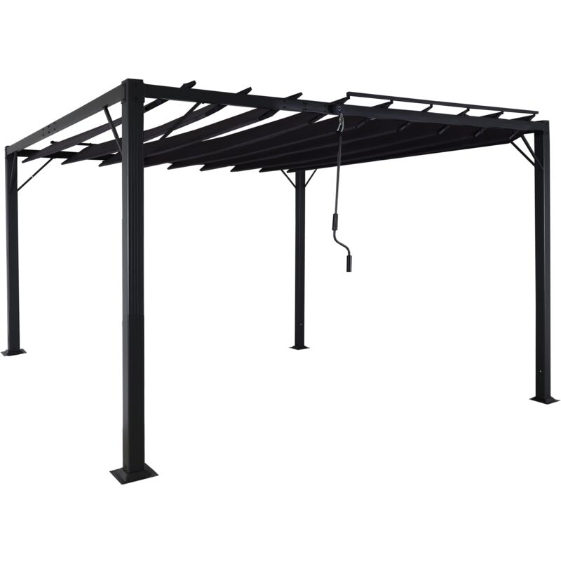 foto del prodotto gazebo da giardino pergola con tenda da terrazza a lamelle 8 cm telaio in alluminio tessuto tessuto 3 x 3 m antracite 040008118