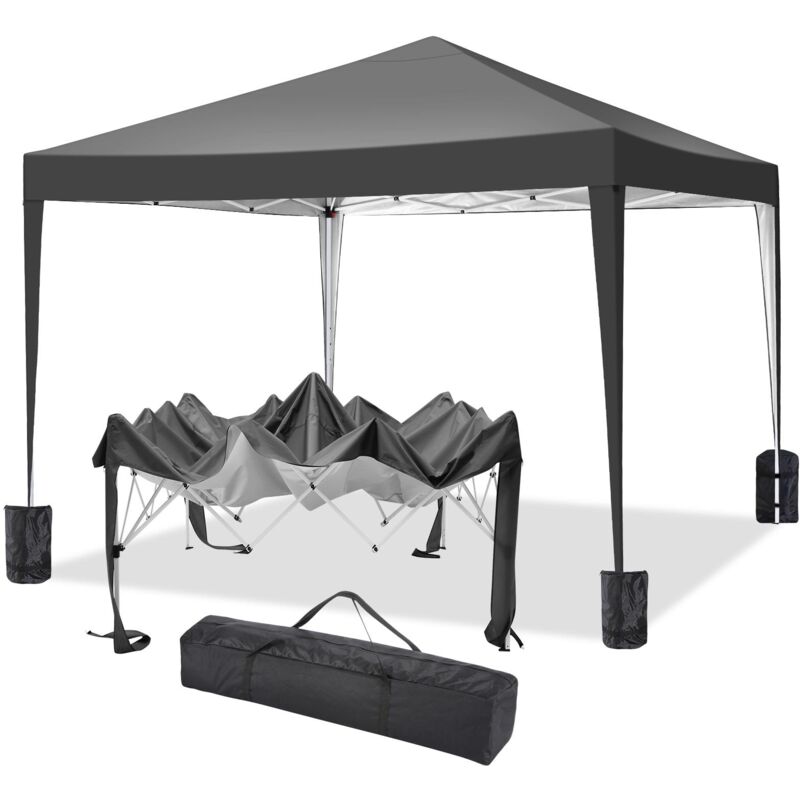 foto del prodotto gazebo da giardino pieghevole 3x3m protezione uv impermeabile, barnum pieghevole per matrimoni, picnic, mercati, campeggio, nero