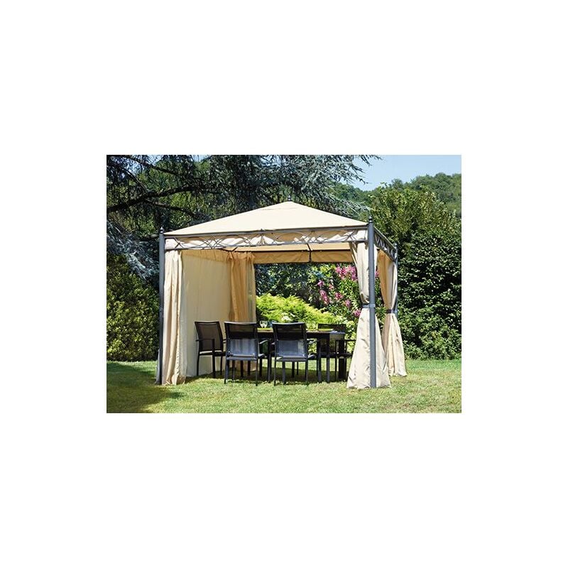 foto del prodotto gazebo da giardino quadrato 3x3 mt in ferro design, con tende laterali
