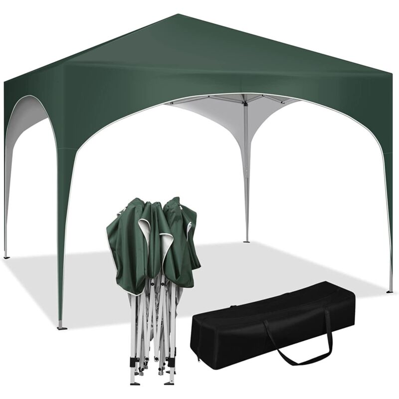 foto del prodotto gazebo da giardino richiudibile 3x3m gazebo da esterno in ferro regolabile in altezza tendone con soffitto semicircolare pieghevole protezione