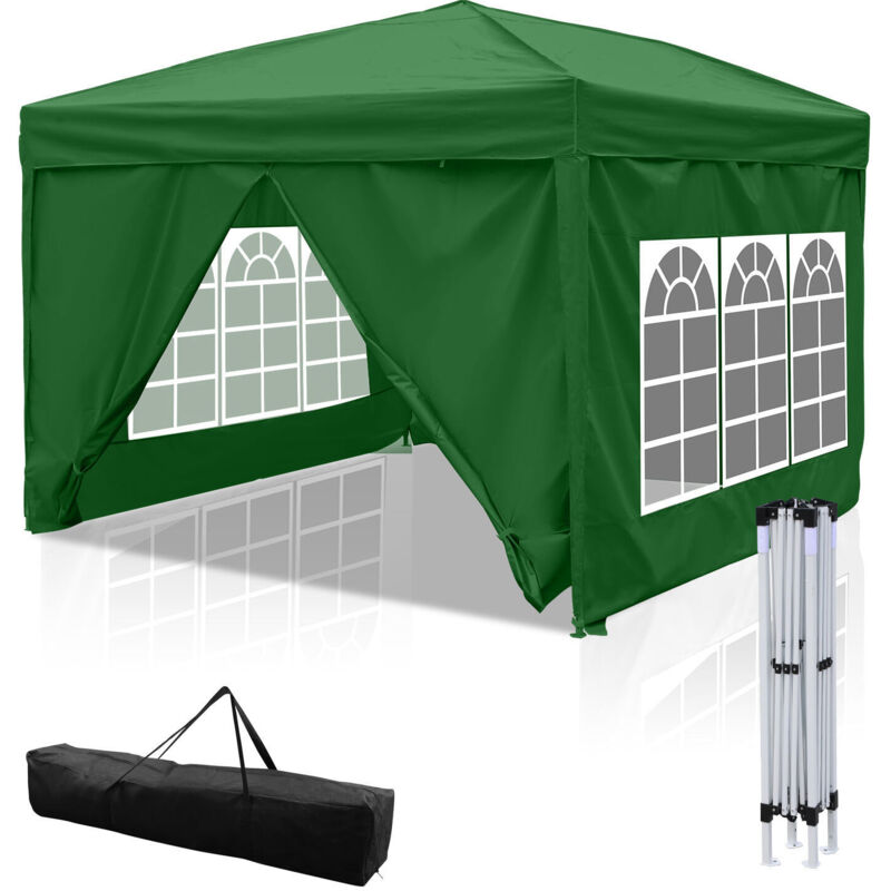 foto del prodotto gazebo da giardino, tenda impermeabile per feste, pergola, tendone pieghevole 3x3m verde swanew
