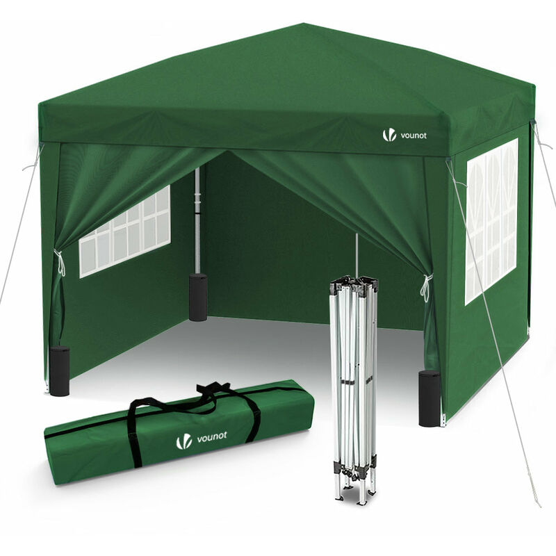 foto del prodotto gazebo giardino 3x3 m pieghevole, con 4 parti laterali e borsa di trasporto, verde - vounot