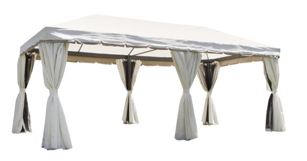 foto del prodotto gazebo in alluminio con tende laterali, 3x6 mt, ecru' 350gr nebraska