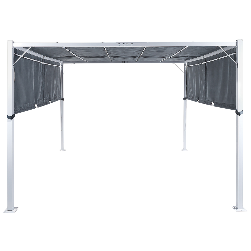 foto del prodotto gazebo in metallo e poliestere grigio con luci led 310 cm pergola padiglione da giardino
