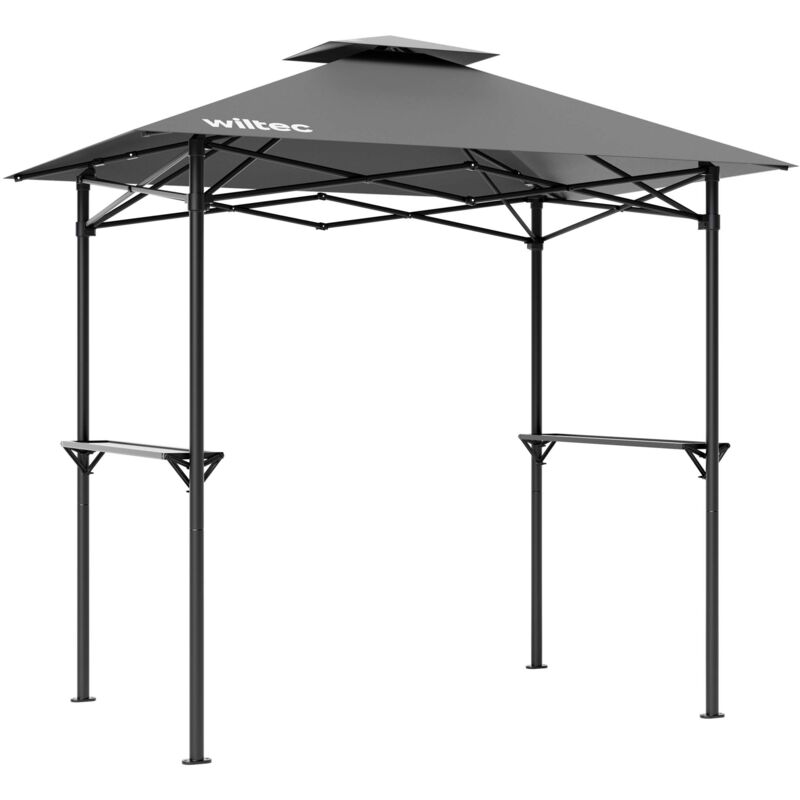 foto del prodotto gazebo per barbecue grigio 2,45 x 1,52 m con telone di copertura e due ripiani wiltec