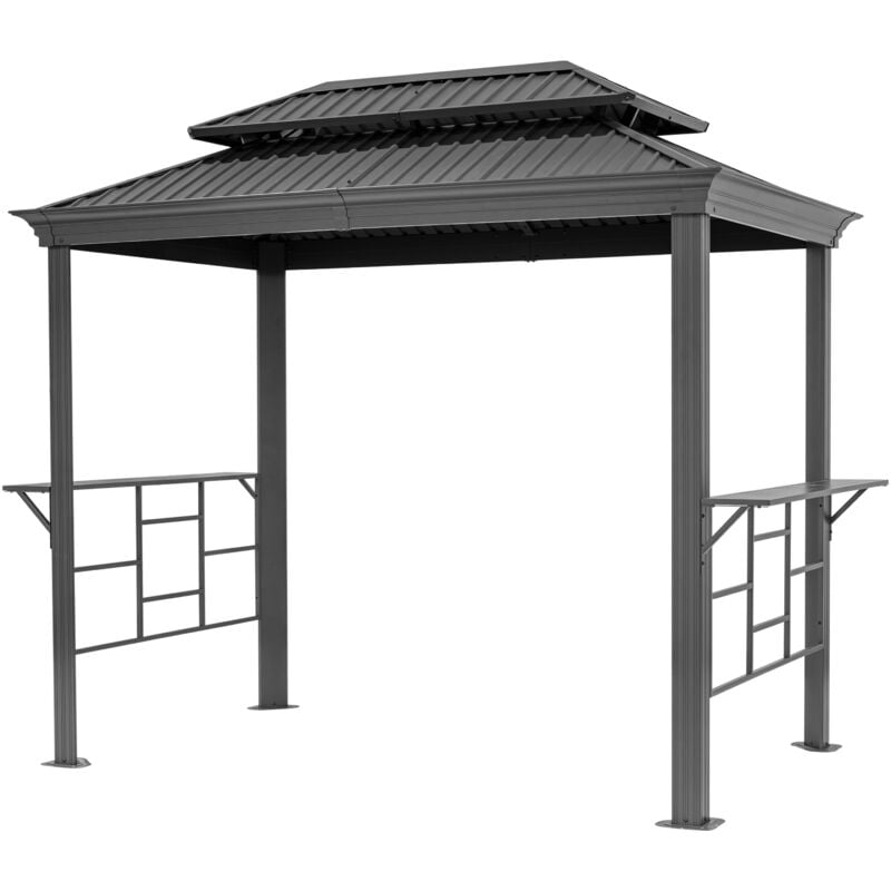 foto del prodotto gazebo per barbecue toolport 2,8x1,8 m con tetto in acciaio impermeabile, resistente ai raggi uv con 2 pratici ripiani laterali in antracite