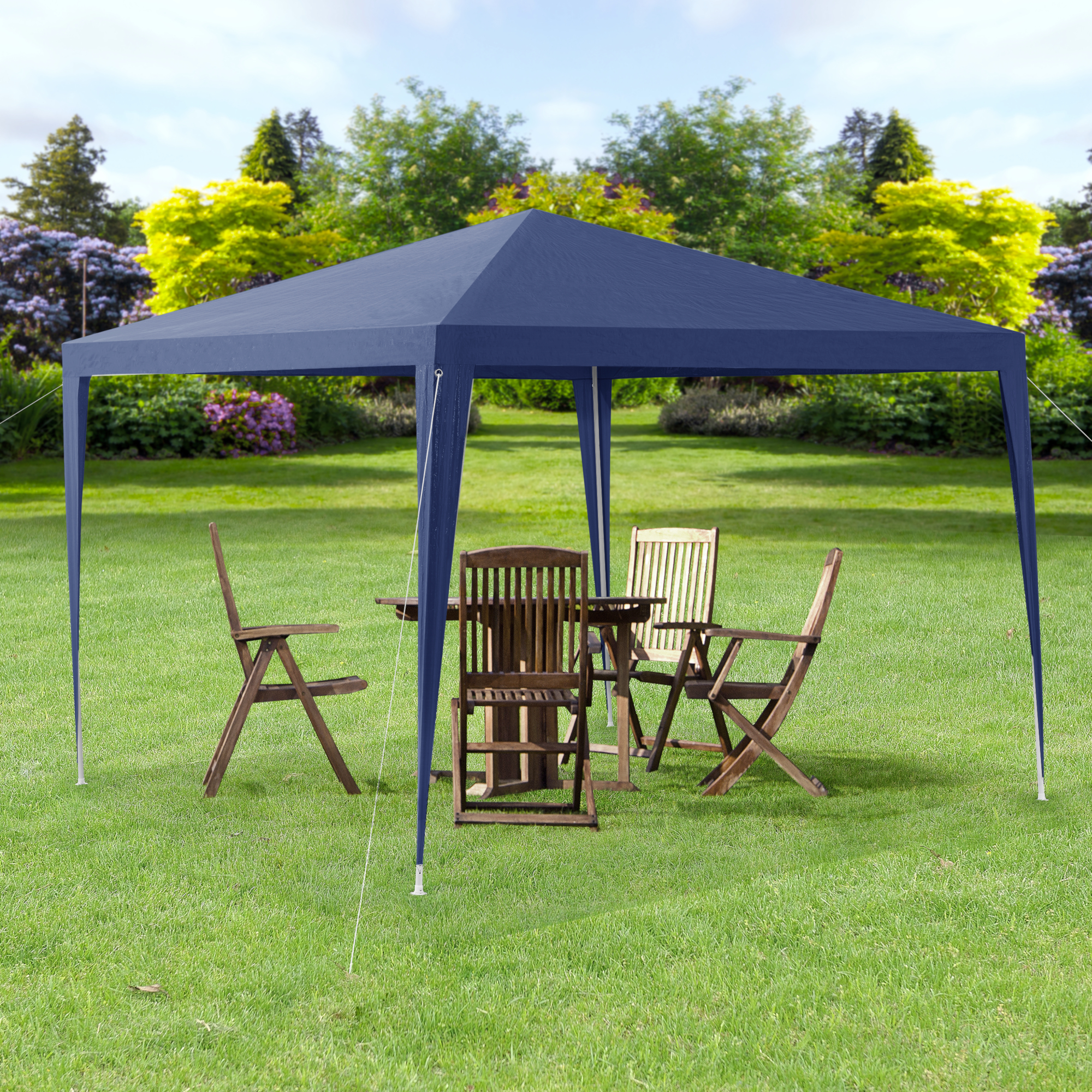 foto del prodotto gazebo per eventi wedau con copertura impermeabile 300x300x255 cm blu scuro casa.pro