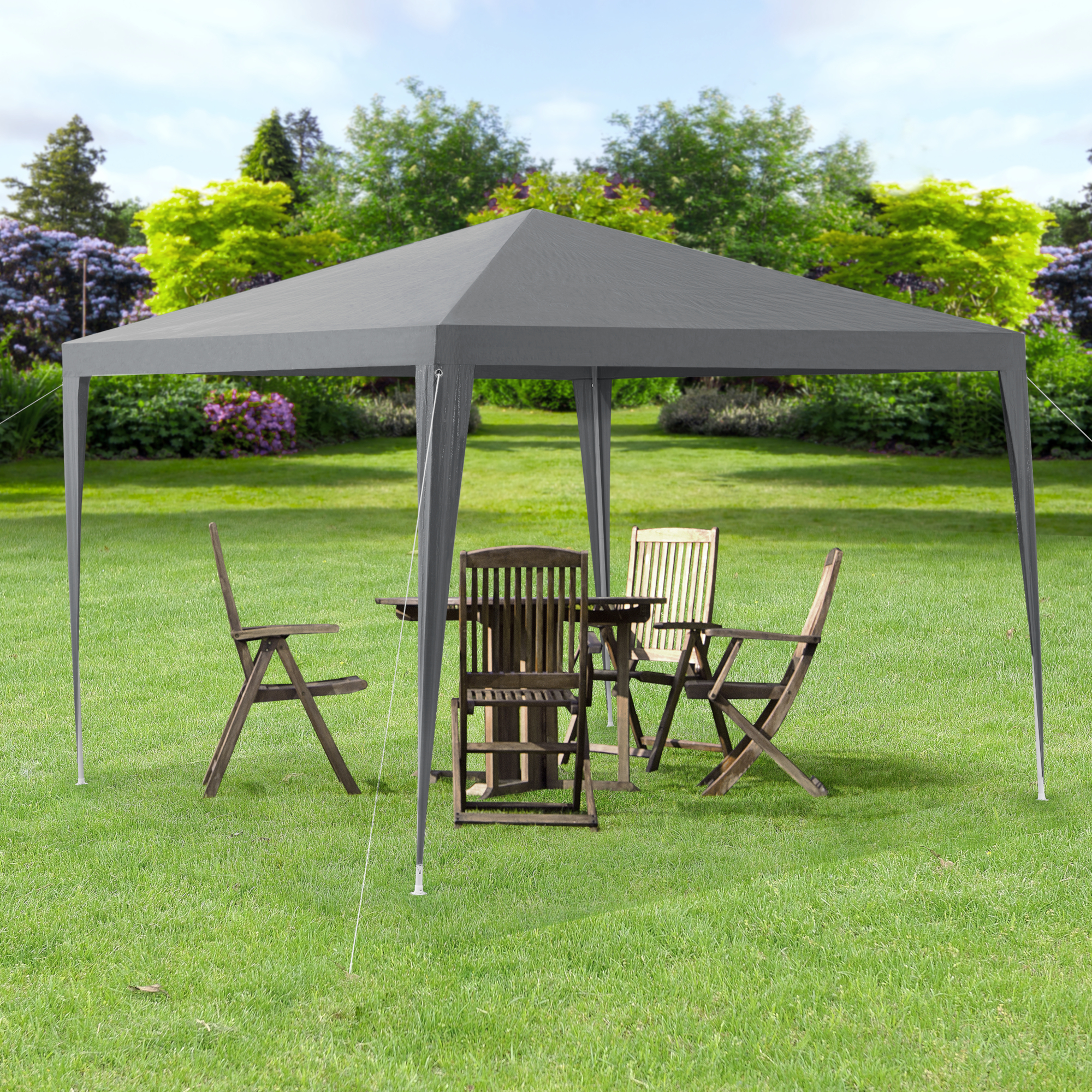foto del prodotto gazebo per eventi wedau con copertura impermeabile 300x300x255 cm grigio scuro casa.pro