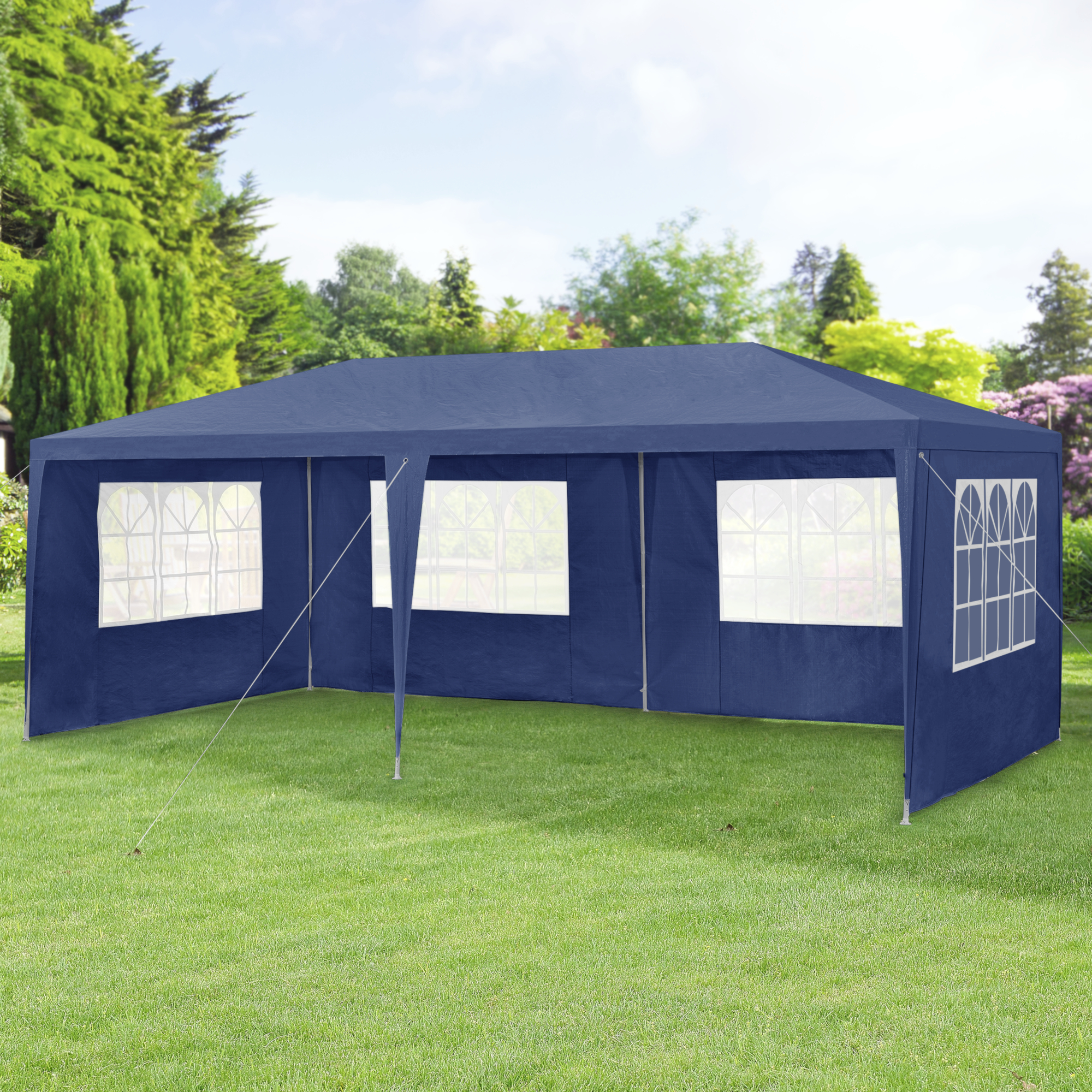 foto del prodotto gazebo per eventi wedau con copertura impermeabile 600x300x255 cm blu scuro casa.pro