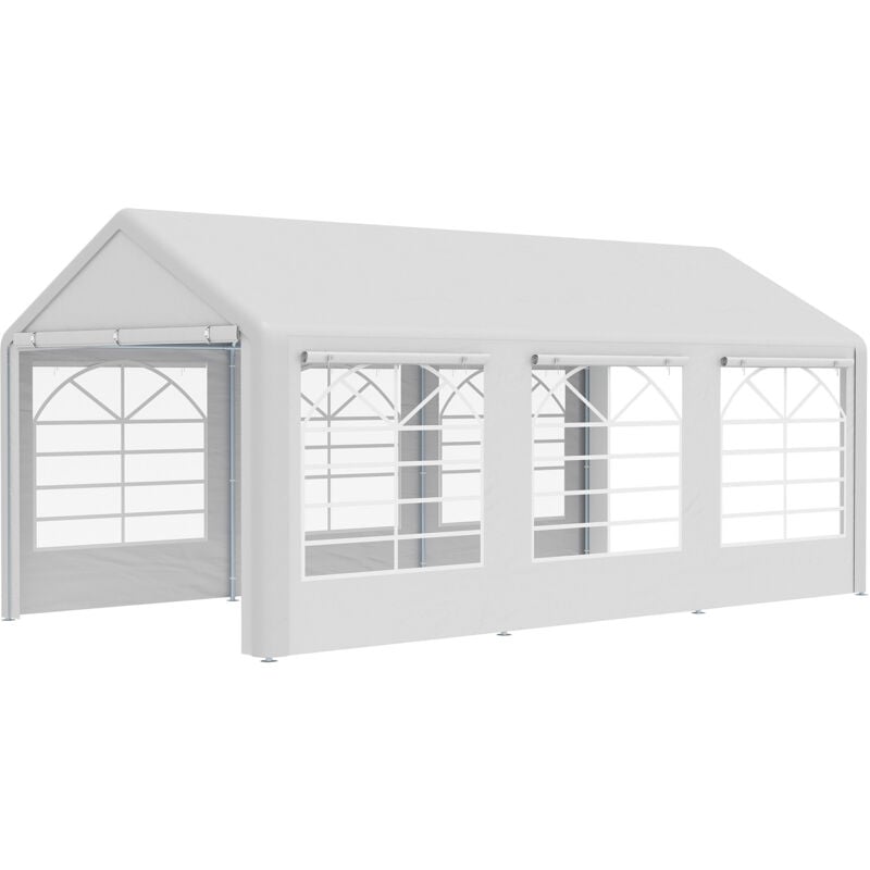 foto del prodotto gazebo per feste 6x3m con finestre laterali e porte a cerniera bianco outsunny