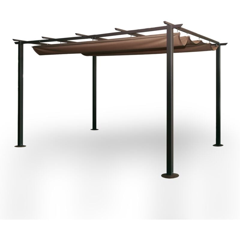 foto del prodotto gazebo pergola 3x3 mt da giardino con struttura resistente in acciaio e telo scorrevole in poliestere impermeabile veranda