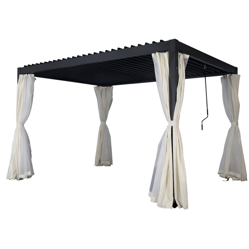 foto del prodotto gazebo pergola a lamelle orientabili alluminio e acciaio resistente per giardino cm. 300x300