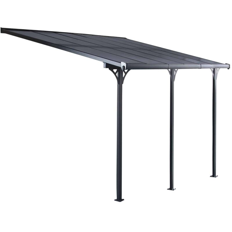 foto del prodotto gazebo pergola a parete gardiun elliot - 11 m² 435x254x220/260 cm alluminio e polibicarbonato