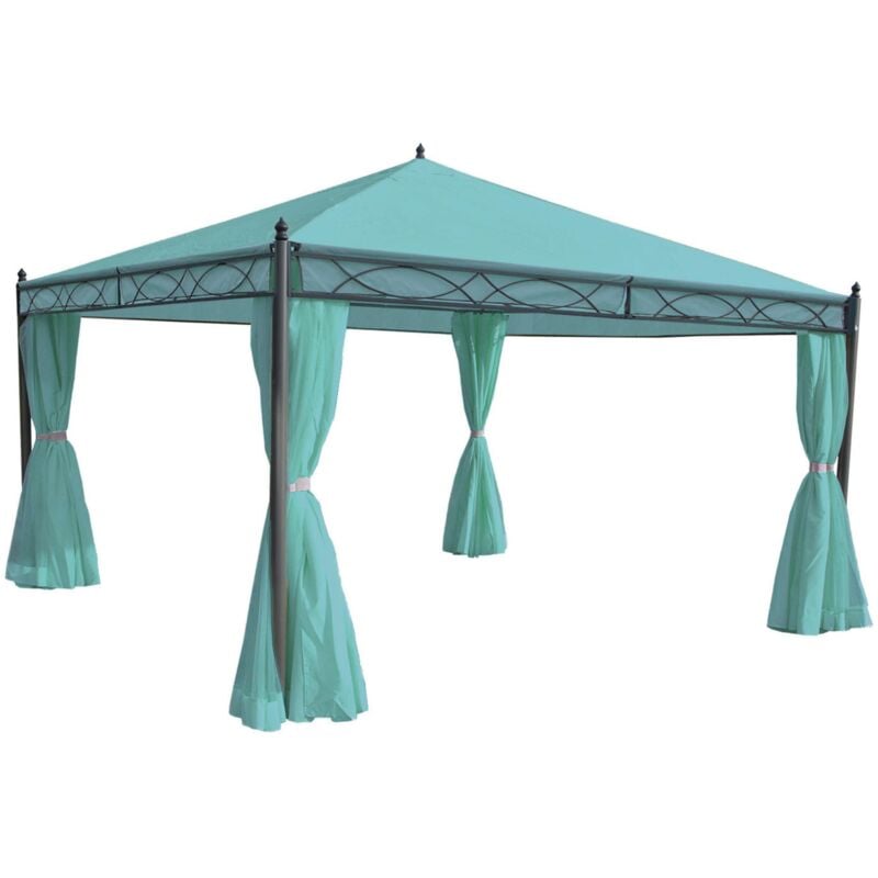 foto del prodotto gazebo pergola baldacchino cadice acciaio poliestere 4x4m azzurro con tende