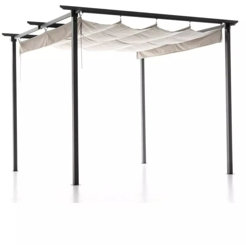 foto del prodotto gazebo pergola da esterno retrattile mykonos , colore antracite 2,90x2,90x2,30 mt
