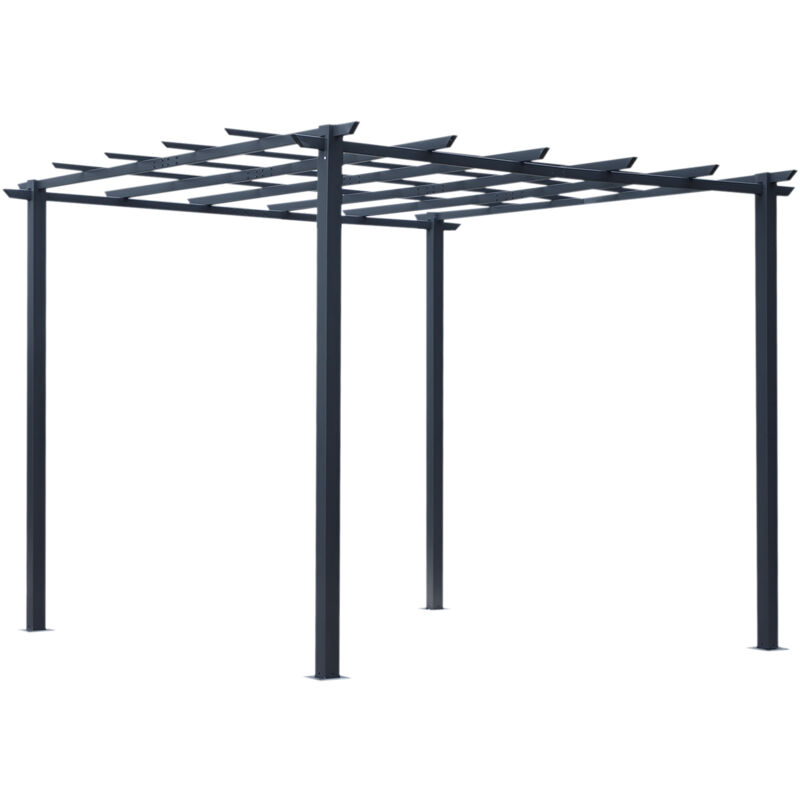 foto del prodotto gazebo pergola da giardino 3x3m decorabile con rampicanti nero outsunny