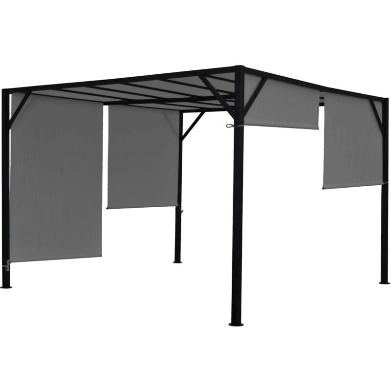 foto del prodotto gazebo pergola regolabile baldacchino moderno elegante giardino patio baia acciaio poliestere 3x3m grigio