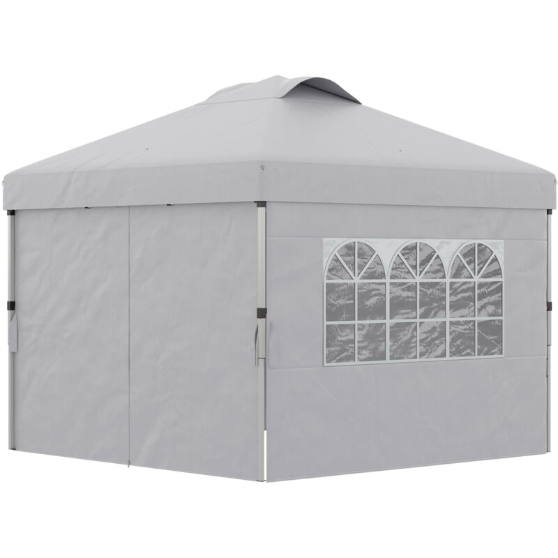 foto del prodotto gazebo pieghevole 3x3m con finestre, altezza regolabile e borsa grigio outsunny