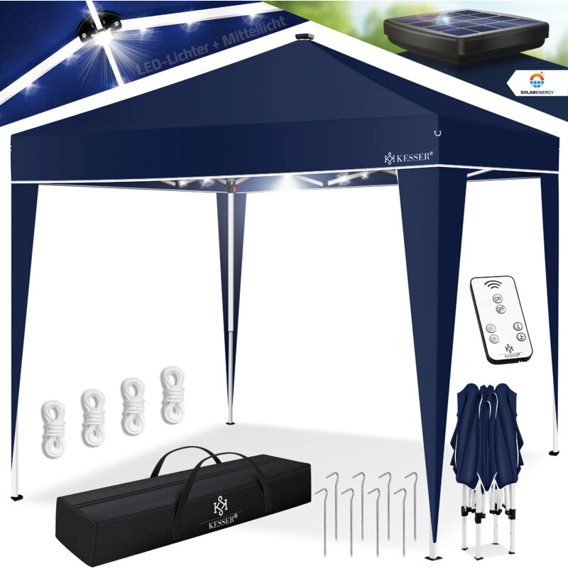 foto del prodotto gazebo pieghevole 3x3m con illuminazione a led e telecomando solare tenda da giardino regolabile in altezza e impermeabile sacchetto di ancoraggio