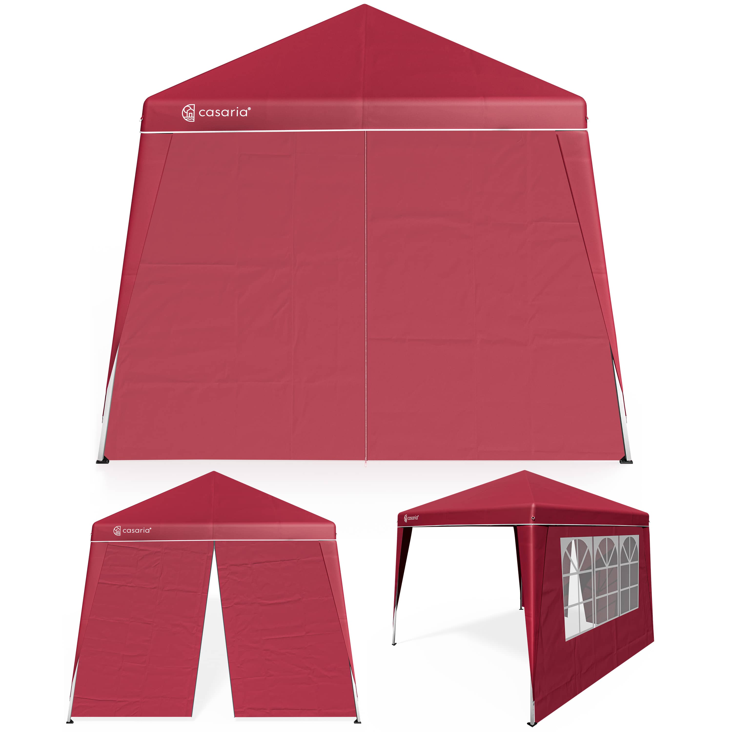 foto del prodotto gazebo pieghevole capri rosso 3x3m, incluse 2 pareti laterali